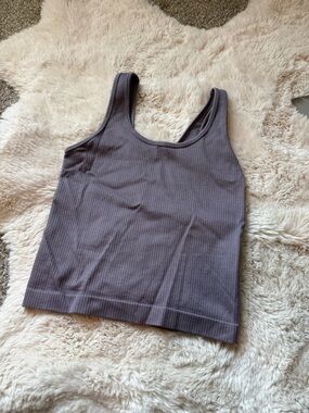 Ribbed Sleeveless Tank Top in Dusty Lavender